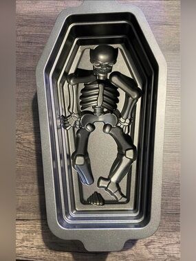 Wilton Skeleton Coffin Cake Pan - Black Nonstick Novelty Bakeware